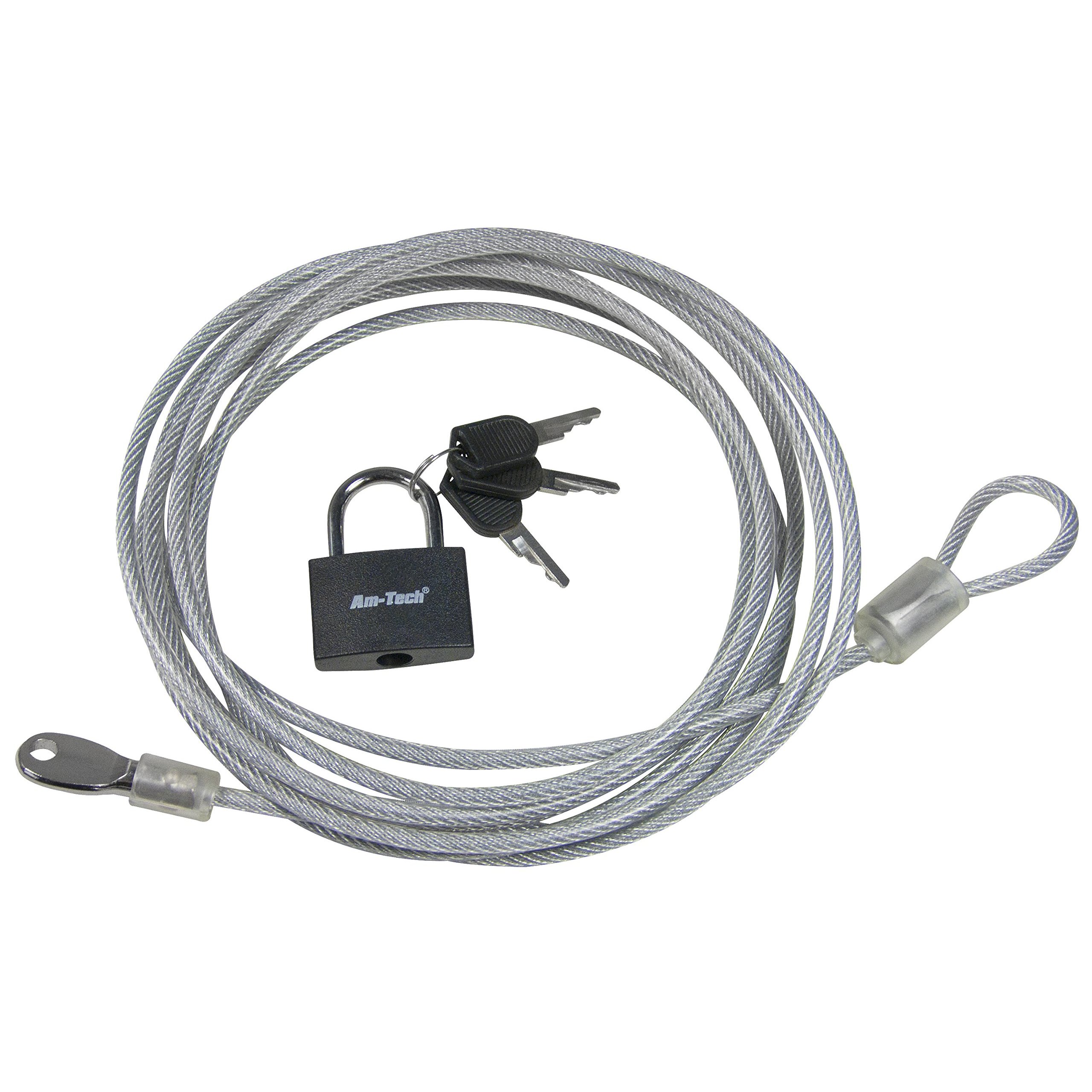 Amtech T1695 Security Cable and Padlock, 3 m x 4 mm
